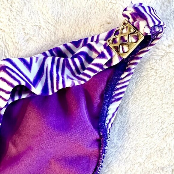 NEW Mossimo White/Purple Patterned Bikini Bottom - Size: Small - Picture 2 of 5